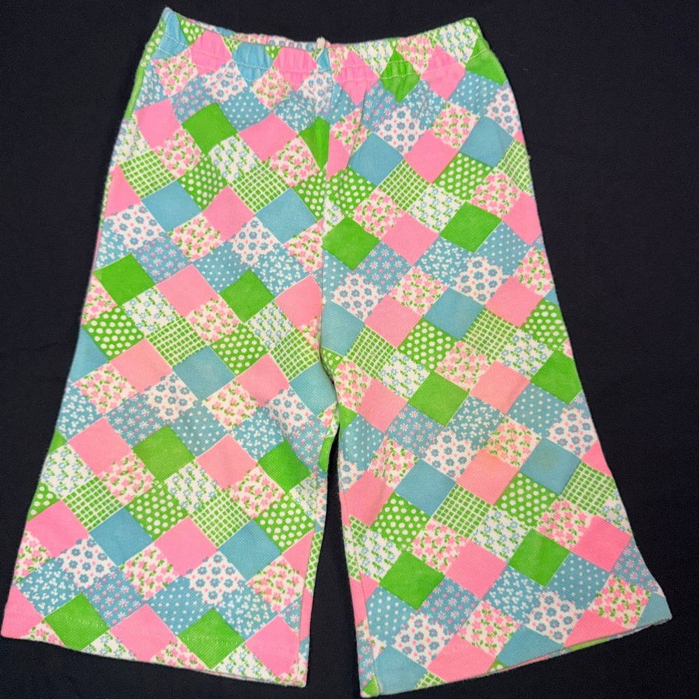 Vintage Carters Baby Patchwork Print Retro 80s Pull Up Pants 12 Months‎